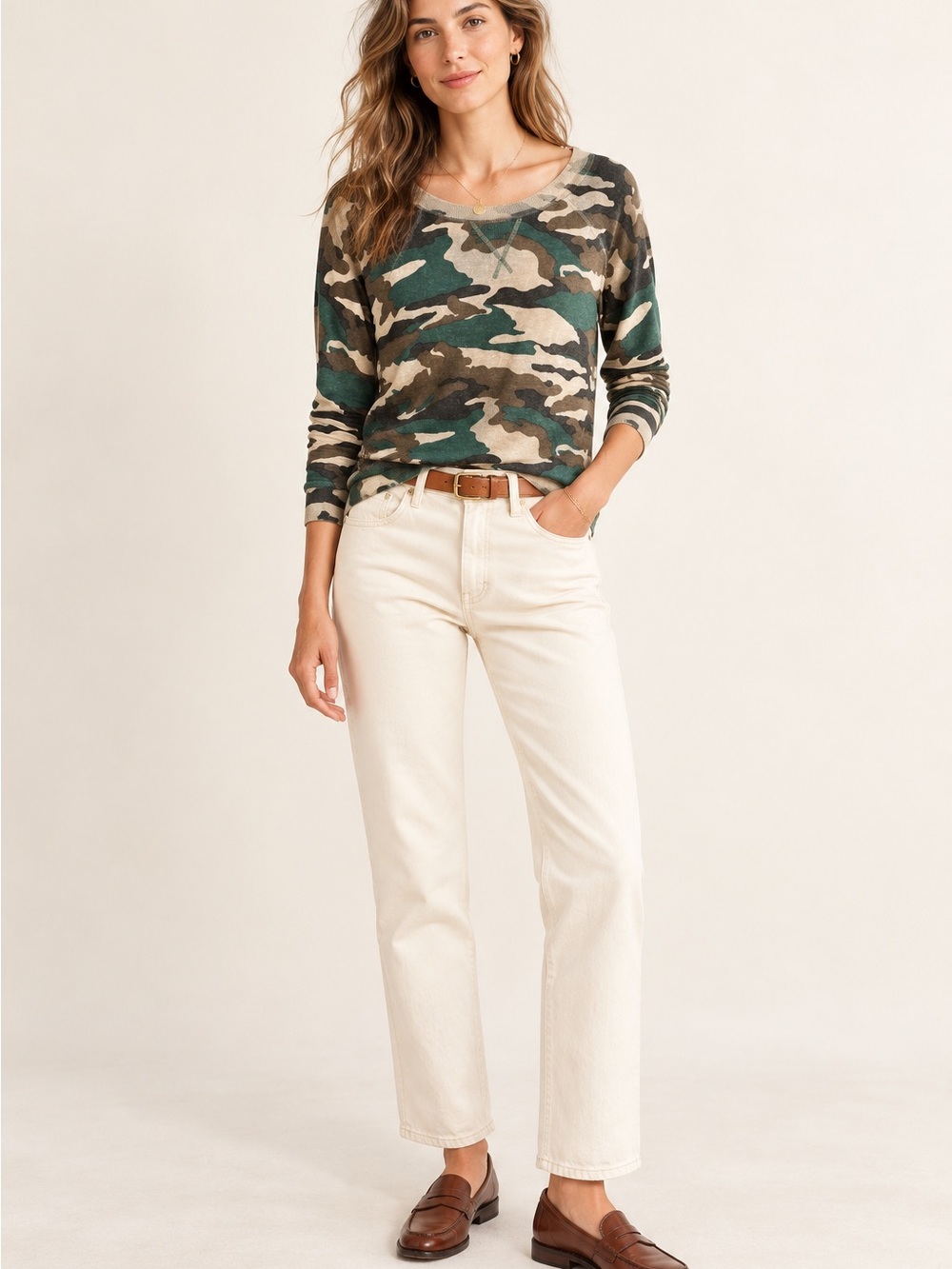 J. Crew 100% Merino Wool Camo Sweater - Size M